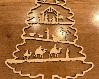 DIG0011 Laser file window picture Christmas story plywood nativity scene laser file SVG DXF AI laser cut laser file lasercut download