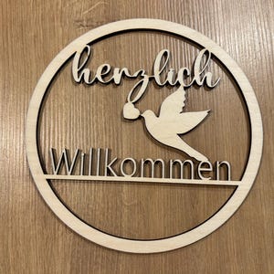 DIG0015 Laserdatei Loop Türring Willkommensschild Türschild Taube Herz Sperrholz Laser Datei SVG DXF AI Laser Laserfile Lasercut Download