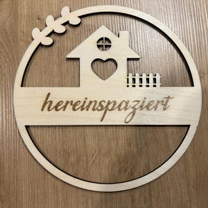 DIG0014 Laserdatei Loop Türring Willkommen Türschild Sperrholz Laser Datei SVG DXF AI Laser Cut Laserfile Lasercut Download