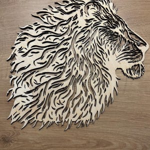 DIG0045 Laser file murale leone compensato parete murales leone laser SVG DXF AI laser file plotter file plotter taglio laser download