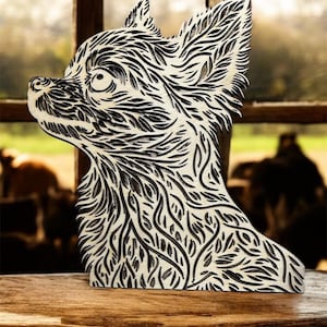 DIG0033 レーザーファイル壁画犬チワワ合板壁壁画犬レーザー SVG DXF AI レーザーファイルプロッタープロッターファイルレーザーカットダウンロード