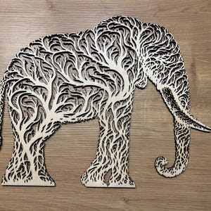 DIG0043 Laserdatei Wandbild Elefant Sperrholz Wall Murals Elephant Laser SVG DXF AI Laserfile Plotter Plotterdatei Lasercut Download