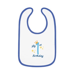 Bavaglino per il mio primo compleanno, bavaglino in jersey, regali per la nuova nascita, bavaglino per bambini, bavaglino per bambini, fantastici regali per bambini, vestiti carini per bambini, bavaglini per bambina/ragazzo immagine 4