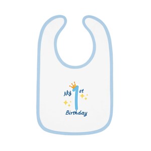 Bavaglino per il mio primo compleanno, bavaglino in jersey, regali per la nuova nascita, bavaglino per bambini, bavaglino per bambini, fantastici regali per bambini, vestiti carini per bambini, bavaglini per bambina/ragazzo immagine 2