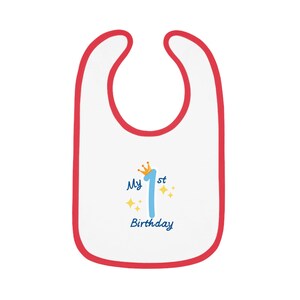 Bavaglino per il mio primo compleanno, bavaglino in jersey, regali per la nuova nascita, bavaglino per bambini, bavaglino per bambini, fantastici regali per bambini, vestiti carini per bambini, bavaglini per bambina/ragazzo immagine 3