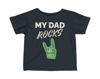 My Dad Rocks T-shirt, Infant Fine Jersey Tee, Gift for Baby Boy,  Baby Boys Clothing, Newborn Boy Outfit, Baby Boy Outfit, Black T-shirt