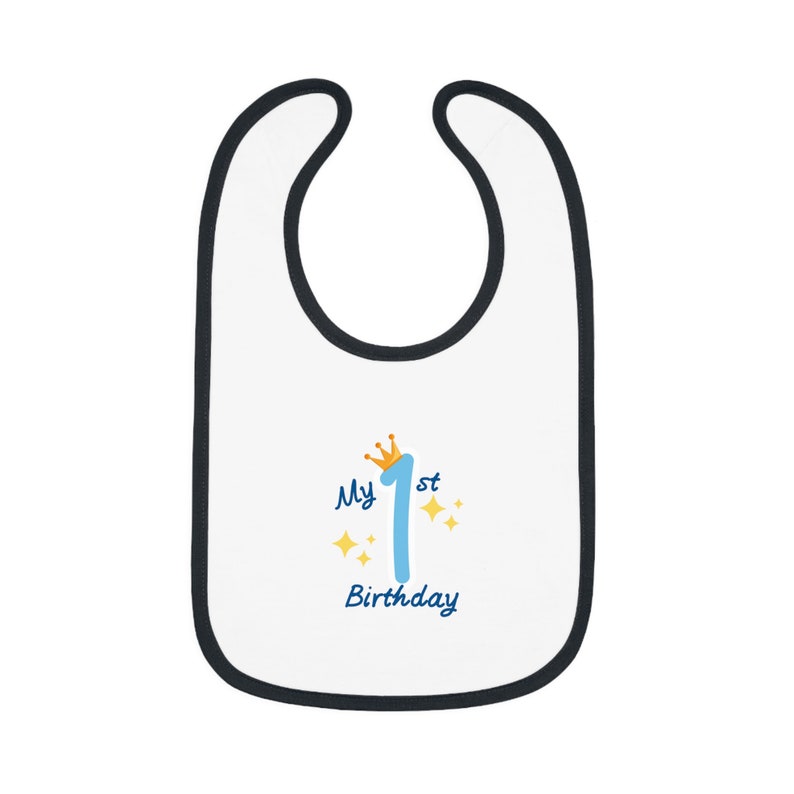 Bavaglino per il mio primo compleanno, bavaglino in jersey, regali per la nuova nascita, bavaglino per bambini, bavaglino per bambini, fantastici regali per bambini, vestiti carini per bambini, bavaglini per bambina/ragazzo immagine 1