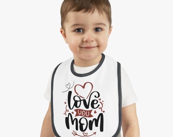 Hou van je moeder slabbetje, baby jersey slabbetje, nieuwe babycadeaus, peuters slabbetje, babyslab, coole babycadeaus, schattige babykleding, babymeisje/jongen slabbetjes