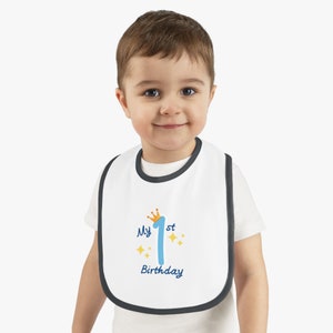 Bavaglino per il mio primo compleanno, bavaglino in jersey, regali per la nuova nascita, bavaglino per bambini, bavaglino per bambini, fantastici regali per bambini, vestiti carini per bambini, bavaglini per bambina/ragazzo immagine 5