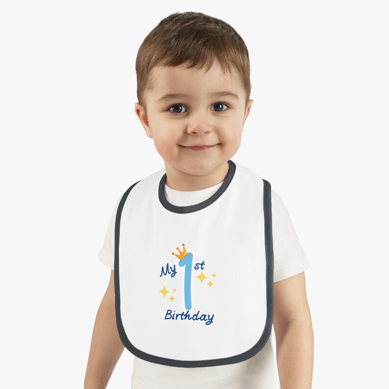 Bavaglino per il mio primo compleanno, bavaglino in jersey, regali per la nuova nascita, bavaglino per bambini, bavaglino per bambini, fantastici regali per bambini, vestiti carini per bambini, bavaglini per bambina/ragazzo immagine 5