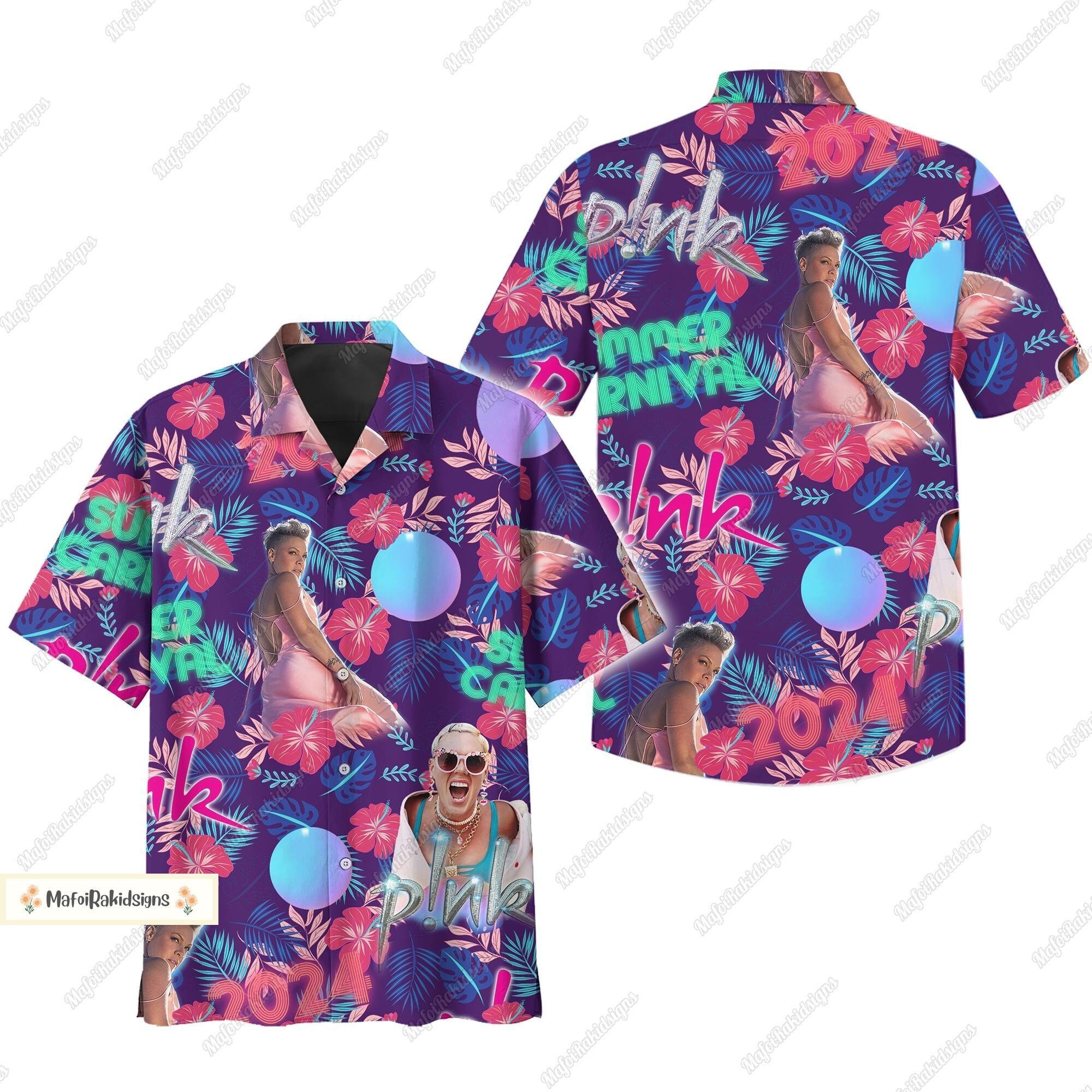 Pink P!nk Shirt, Pink Singer Hawaii Shirt, Pink Carnival Summer Shirt