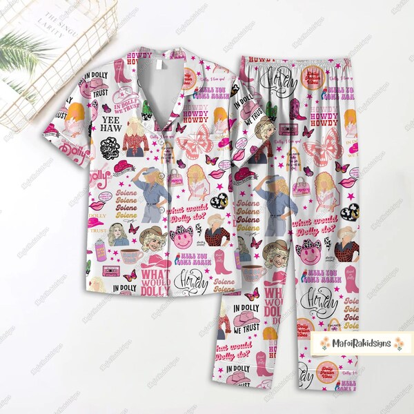 Conjunto de pijamas Holly Dolly, camisa Holly Dolly, pijamas de mujer Holly Dolly, pijamas navideños Holly Dolly, pijamas de dama de honor Holly Dolly