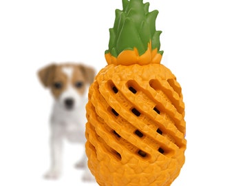 Enrichment toy, Slow Feeding dog toy, Tough, Teeth cleaning and Chew Dog Toys with Pineapple Design and smell-  For Happy and Healthy dog !