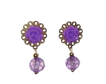 Pendientes flamenca niña morado