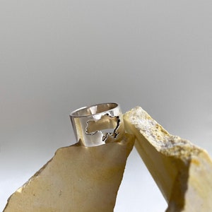 silberner Ring mit Landkarte der Ukraine