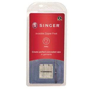 SINGER Sewing Machine Invisible Zipper Foot  - SINGER Invisible Zipper Foot - Singer Sewing Machine Foot for Sewing Invisible Zippers