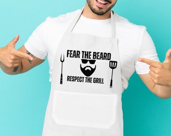 Funny BBQ Apron Beard And BBQ Dad With Beard Dad Apron Grilling Fathers Day Apron Grill Aprons for Men Custom Apron Chef Personalized Apron
