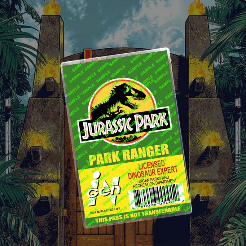 PRINTABLE Jurassic Park ID Badge Memorabilia Print memorial Cosplay