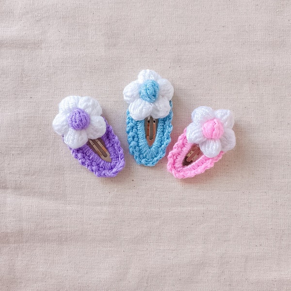 Pdf Pattern: Easy and Beautiful Crochet Flower Hair Clips || Amigurumi Pink Hairpins