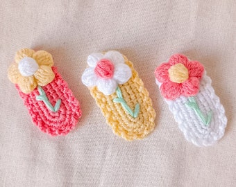 Pdf Pattern || Crochet Flower Hair Clip || Beautiful & Simple Flower Crochet Hair Clip ||