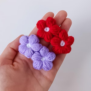 Pdf-mönster: Virkade hårspännen med blommor | Steg-för-steg-handledning