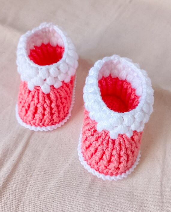 Crochet Pattern: Pink Baby Booties (PDF Tutorial)