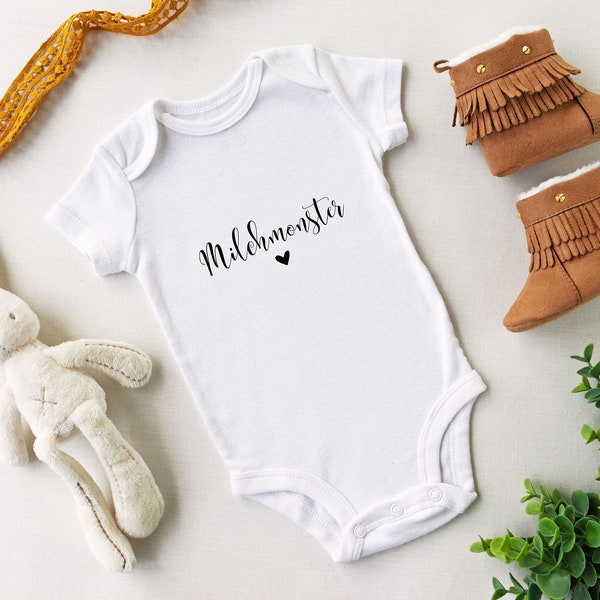 "Kurzarmbody ""Milchmonster"", Schwangerschafts Geschenk, Babyparty, Baby Geschenk, Geschenk zur Geburt, Babygeschenk."