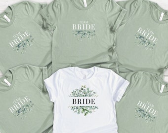 Team Bride TShirt, individuell, JGA, Bride to be Shirt, personalisiertes T-Shirt, Junggesellinnenabschied, Brautgeschenk, zukünftige Braut, Brautparty, Salbei