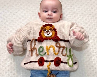 Personalized Hand Embroidered Desing Name Sweater, Most Valuable Baby Clothes, The Best Gift For Mother And Baby, Birthday Gift For Baby