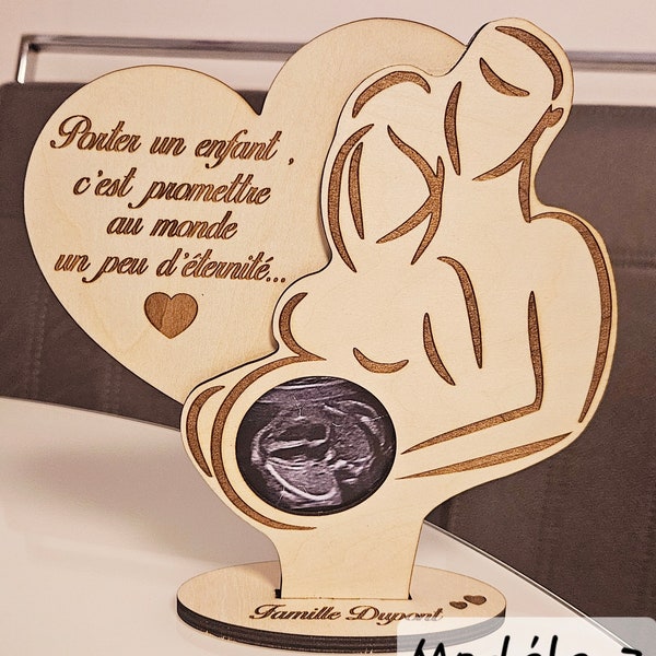 Cadre photo échographie bébé personnalisé avec la phrase de votre choix et les prénoms du couple. Idée cadeau bébé, naissance, baptême..