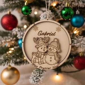 Personalized wooden Christmas tree bauble with name. Christmas tree decoration. My First Christmas gift! Child, birth.