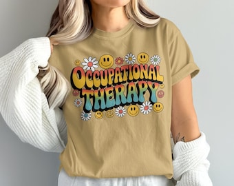 Comfort Colors® Retro Occupational Therapy Shirt, Cute OT Shirt, Aesthetic Therapist Gift, Funny Special Education OT Tee
