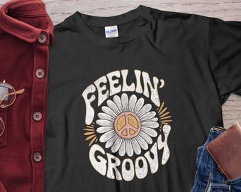 Retro Flower Peace Sign T-Shirt: 70s Hippie Graphic Tee