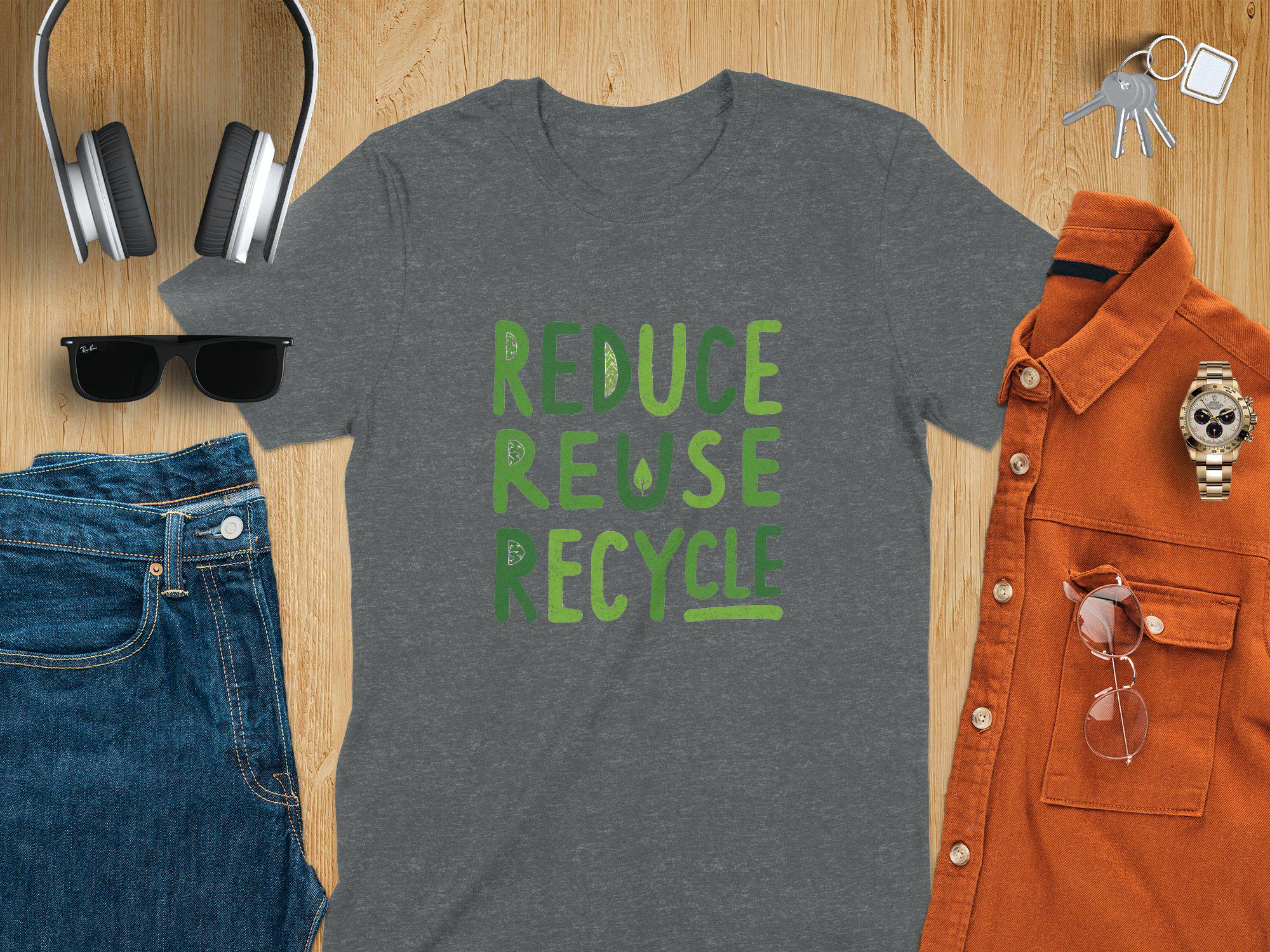 Eco-friendly Reduce Reuse Recycle Graphic Tee, Inspirational ...