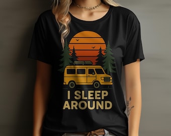 Funny Vanlife T-Shirt: Retro Sunset Camper Van - RV Traveler Gift