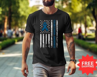Colon Cancer Awareness T-Shirt: American Flag Support Shirt
