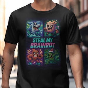 Steal My Brainrot T-Shirt: Funny Italian Meme Tee, VHS Vaporcore Parody