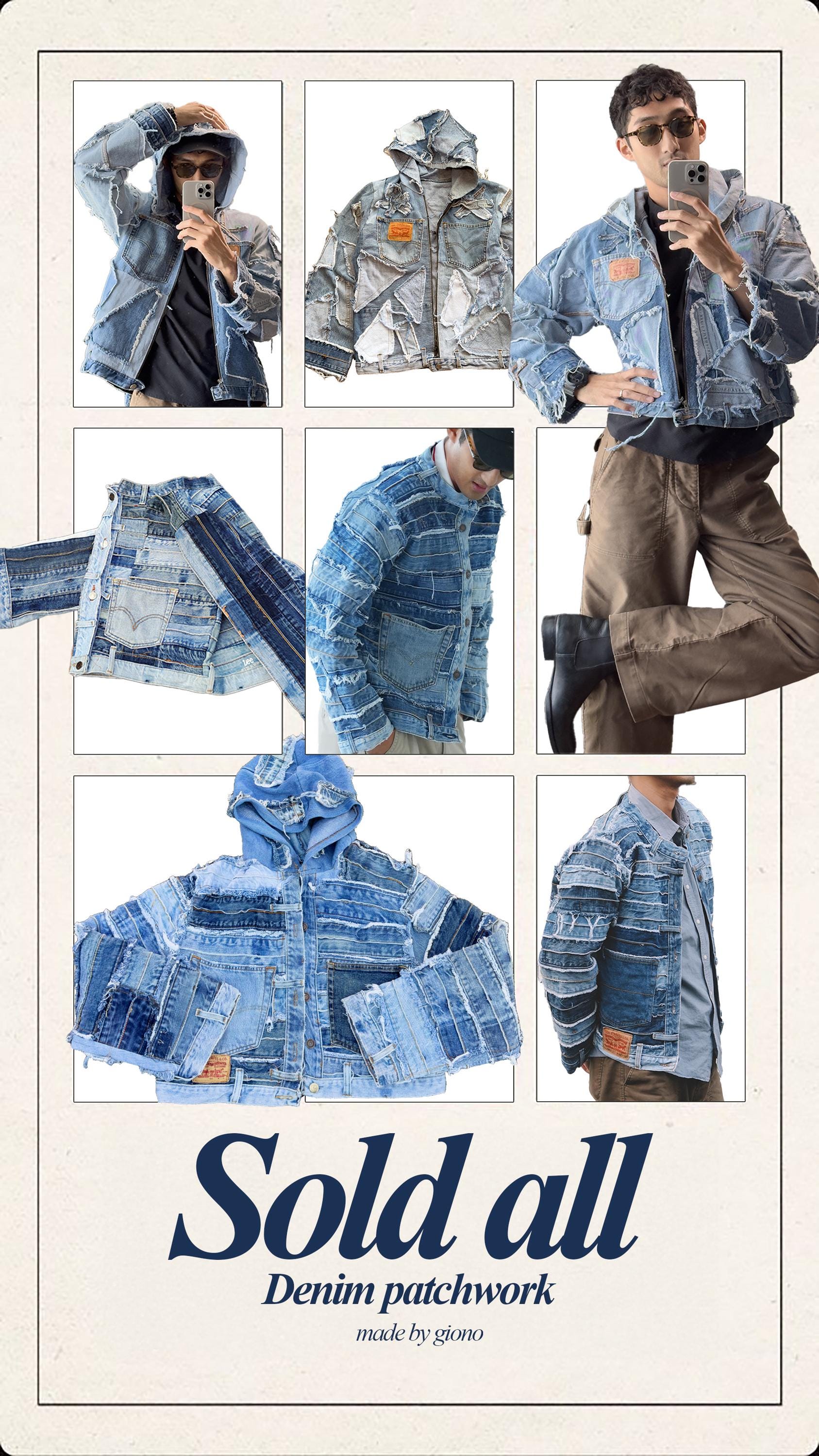 Reworked Denim Patchwork Hoodie: Custom Vintage Levi's Jacket - Etsy