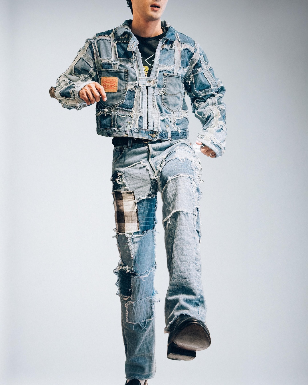 Custom Reworked Denim Jacket & Vintage Levi's 501 Jeans Set - Etsy