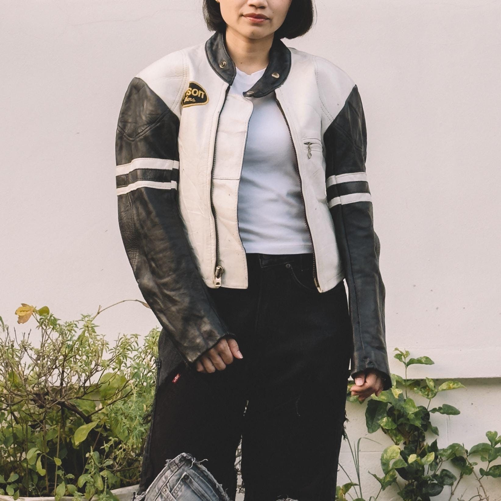 【SPERONE】Denim Leather Racing Jacket Vintage 90s BMW Racing Leather Jacket Distressed | eBay