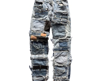 BESTÄLLNING - Anpassade lapptäcksmönster Vintage Levi's 501 Jeans: 90-talsstil