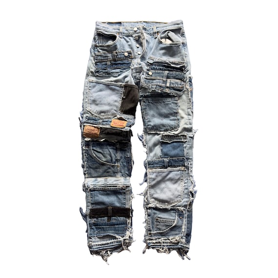 ORDER - Custom Patchwork Vintage Levi's 501 Jeans: 90s Style - Etsy