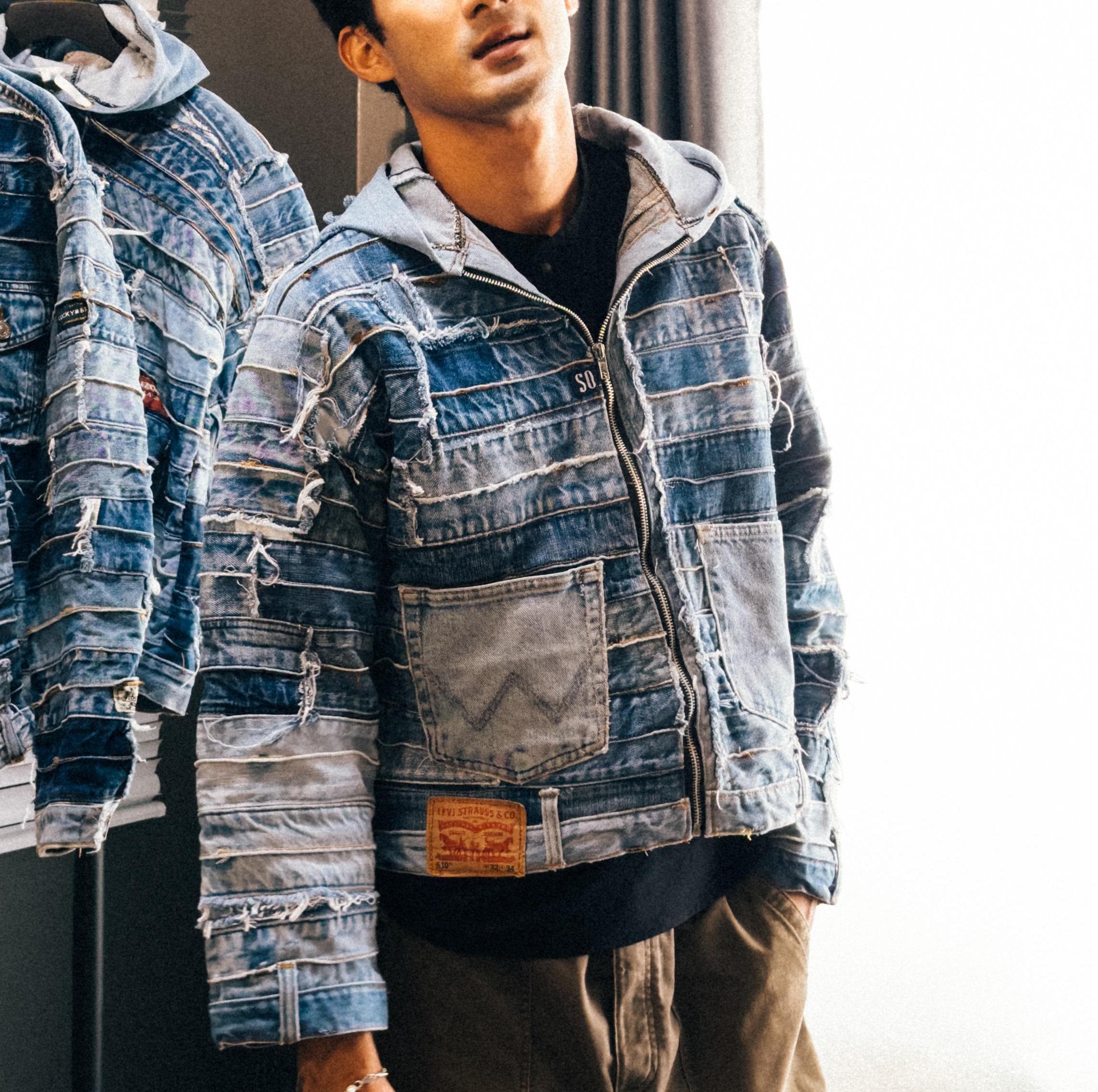 【Levi's】Vintage patchwork denim jacket Reworked Vintage Levi's Denim Patchwork Jacket: Handmade