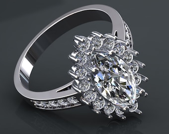 Archivo STL de anillo de compromiso Marquesa: Diseño de joyería imprimible en 3D