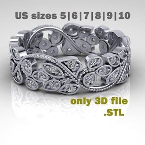 wedding flowery ring,STL 3D model,Jewelry file for 3D printing,CNC,3d jewelry file,printable file,ring for 3D print,jewelry Design,ring stl