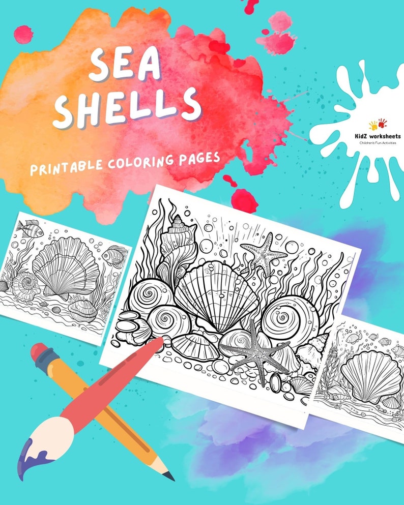 Sea Shells Coloring Pages for Kids, Toddlers, Preschoolers Toddlers Coloring Book Simple ...
