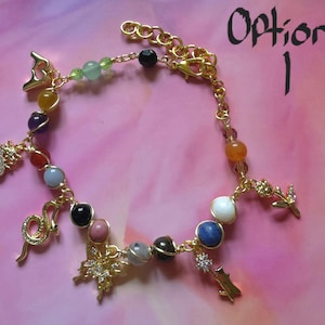 Gold Eras Charm Bracelet: Wire-Wrapped Gemstones, Taylor Inspired Friendship Jewelry