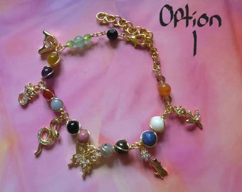 Pulsera con dijes Eras de oro: piedras preciosas envueltas en alambre, joyería de la amistad inspirada en Taylor