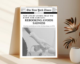 Rebooking Avoids Sadness Print, Salon Newspaper Style Poster