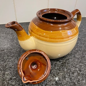 Vintage Redware Northland Mountain Stoneware Teapot Made In Japan Vintage Glazed Pottery Retro Teapot image 4